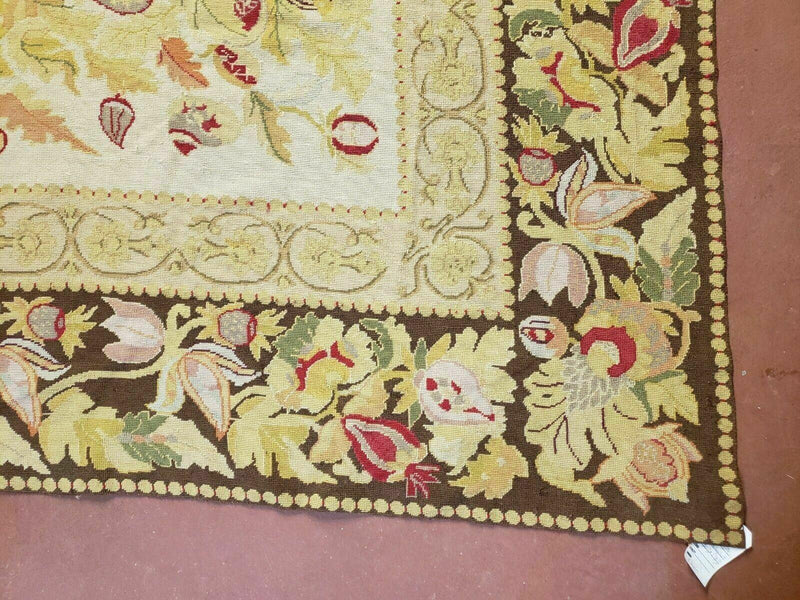9' X 11' Handmade Chinese Needlepoint Wool Floral Rug Carpet Rose Garden Chic
