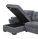 Toby - Woven Fabric Reversible Sleeper Sectional Sofa With Storage Chaise Cup Holder Charging Ports And Pockets by HouseOfZazla