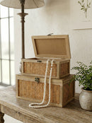 Set of 2 Woven Rattan Decorative Boxes