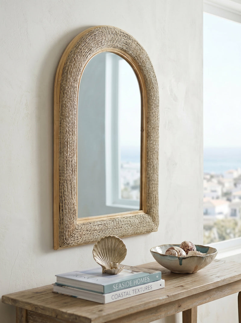 24.2"x36" Woven Texture Decorative Arched Mirror, photo 7 of 10