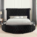Glam Button Tufted Wingback Round Bed With Storage And USB Ports by Unique Piece Furniture