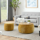 Round Storage Ottoman, 2 In 1 Function, End Table And Ottoman by HouseOfZazla