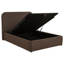 Anders Upholstered Full Storage Lift Platform Bed Chocolate