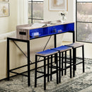 59 Inch Bar Table with Stools and LED Light