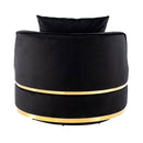 360 Degree Swivel Accent Chair Velvet Modern Upholstered Barrel Chair Over-Sized Soft Chair with Seat Cushion for Living Room, Bedroom, Office, Apartment, Black