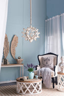 6 - Light Wood Chandelier, Hanging Light Fixture with Adjustable Chain for Kitchen Dining Room Foyer Entryway, Bulb Not Included