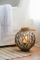 Decorative Lantern With Handle, Wooden Lantern For Indoor Outdoor, Home Garden, Wedding - Silver by HouseOfZazla