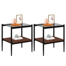 Set of 2 Rectangle End Table Gray Glass
