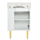 21.6" white Bathroom vanity, Combo Cabinet, Bathroom Storage Cabinet, Single Ceramic Vessel Sink, Right side storage