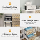 Large Mobile Lateral File Cabinet With 2 Drawers, Printer Stand & Storage Shelves, For Letter Size Files - White / Oak by HouseOfZazla