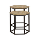 2 Piece Nesting Table With Hexagon Base - Brown