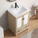 Bathroom Vanity Base, Cabinet With Carved Floral Doors - Natural Wood by HouseOfZazla