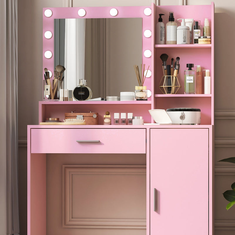 Pink Vanity Desk with Mirror & Light, photo 7 of 10
