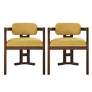 Indoor Upholstered Wood Dining Chair Set of 2 - Yellow Walnut