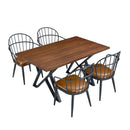 5 Piece Industrial Style Indoor Upholstered Dining Set With Metal Legs - Brown by HouseOfZazla