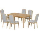 7-Piece Farmhouse Dining Set Classic Rustic Table and 6 high-back design Chairs for Dining Room, Kitchen (Natural Wood Wash)
