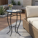 Outdoor Round Side Table with Mosaic-Style Top