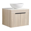 24" Modern Design Float Bathroom Vanity With Ceramic Basin Set, Wall Mounted White Oak Vanity With Soft Close Door, KD-PackingD-Packing Pieces