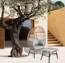 Outdoor Garden Wicker Egg Chair And Footstool Patio Chaise, With Cushions, Outdoor Indoor Basket Chair by HouseOfZazla