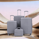4-Piece PP Spinner Wheel Luggage Set with Cosmetic Case, Light Gray
