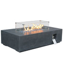 Outdoor Concrete Propane Gas Rectangle Fire Pit Table by HouseOfZazla