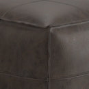 Sheffield - Square Pouf - Distressed Dark Brown