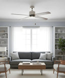 52" Aldea IV 4-Blade Ceiling Fan Brushed Nickel Motor Finish and Walnut Blade Finish by LampsUSA