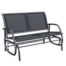 2-Person Outdoor Glider Bench, Patio Double Swing Rocking Chair Loveseat w/ Powder Coated Steel Frame for Backyard Garden Porch, Black