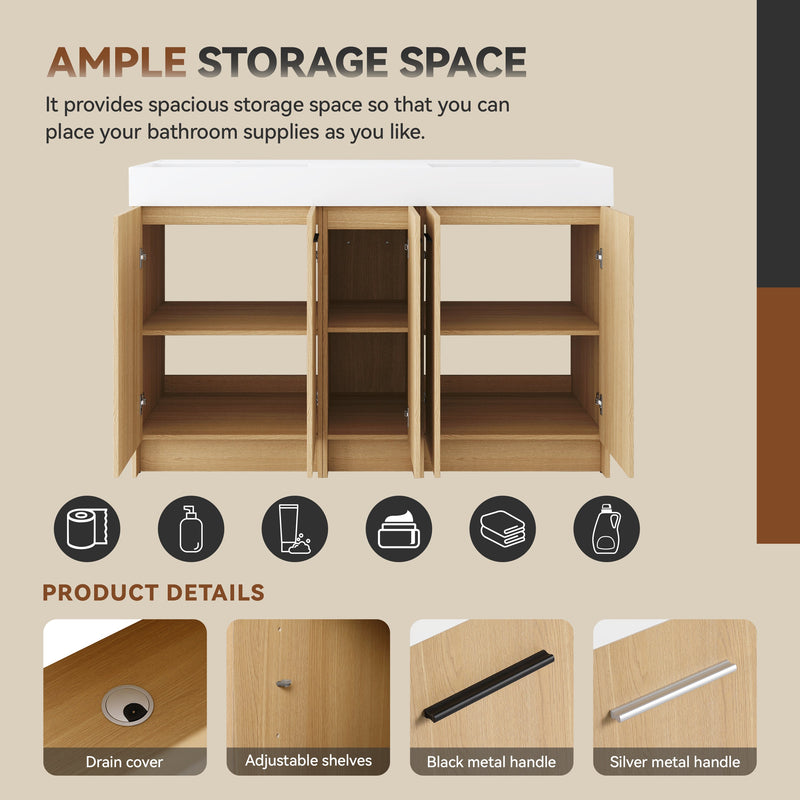 60" Double Sink Bathroom Vanity with Extra-Large Storage, photo 8 of 10