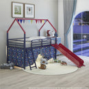 Jack - House Loft Bed With Slide And Curtain Set by HouseOfZazla
