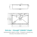 33" Drop In Kitchen Sink With Ledge Workstation, 16 Gauge Stainless Steel - Gunmetal Black by HouseOfZazla