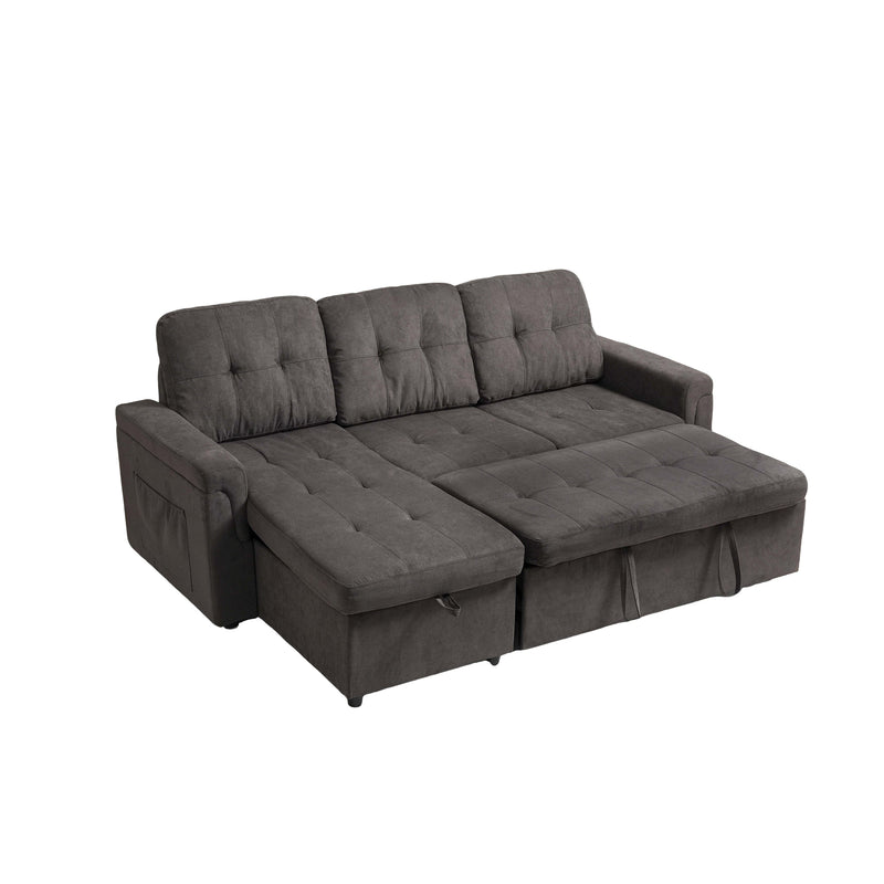 Upholstered Sleeper Sofa, L Shaped Sectional Couch with Reversible Storage, Convertible Corner Lounge Couches w/Pull Out Sofa bed for Living Room, Apartment,
