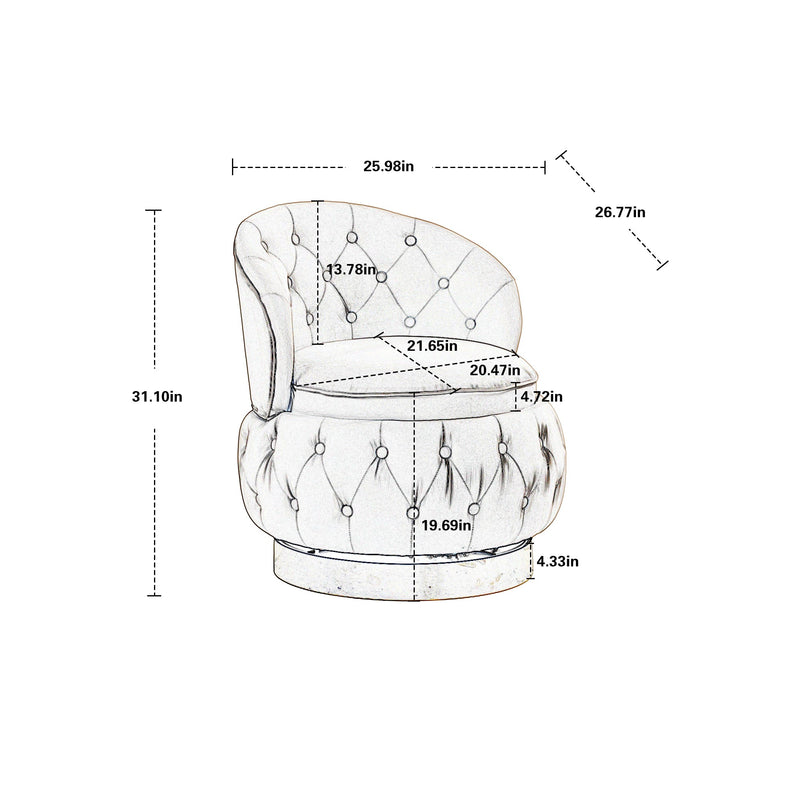 360 Degree Swivel Cuddle Barrel Accent Storage Chairs, Round Armchairs with Wide Upholstered, Fluffy Velvet Fabric Chair for Living Room, Bedroom, Office, Waiting Rooms
