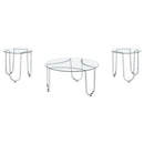Beller 3-piece Round Tempered Glass Top Coffee Table Set Chrome