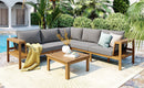 4 Pieces Outdoor Acacia Wood Sofa Set with Coffee Table