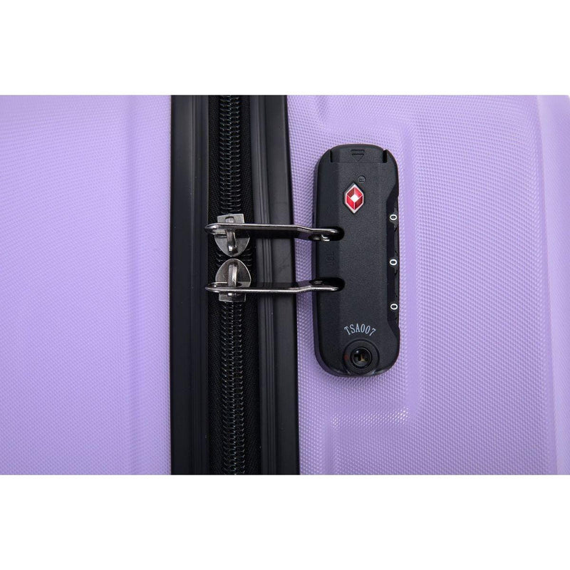 3 Piece Luggage Sets ABS Lightweight Suitcase with Two Hooks, Spinner Wheels, TSA Lock, (20/24/28), LIGHT PURPLE