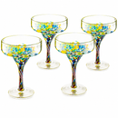 Mexican Design Hand Blown Margarita Glass – Set of 4 (Confetti Margarita)