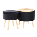 Tray - Contemporary Storage Ottoman With Matching Stool - Black / Natural by HouseOfZazla