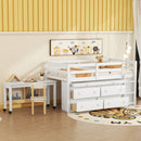 Loft Bed With Retractable Writing Desk And 4 Drawers, With Lateral Portable Desk And Shelves by HouseOfZazla