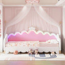 Extending Daybed With LED Lights, Modern Upholstered Princess Daybed With Crown Headboard by HouseOfZazla