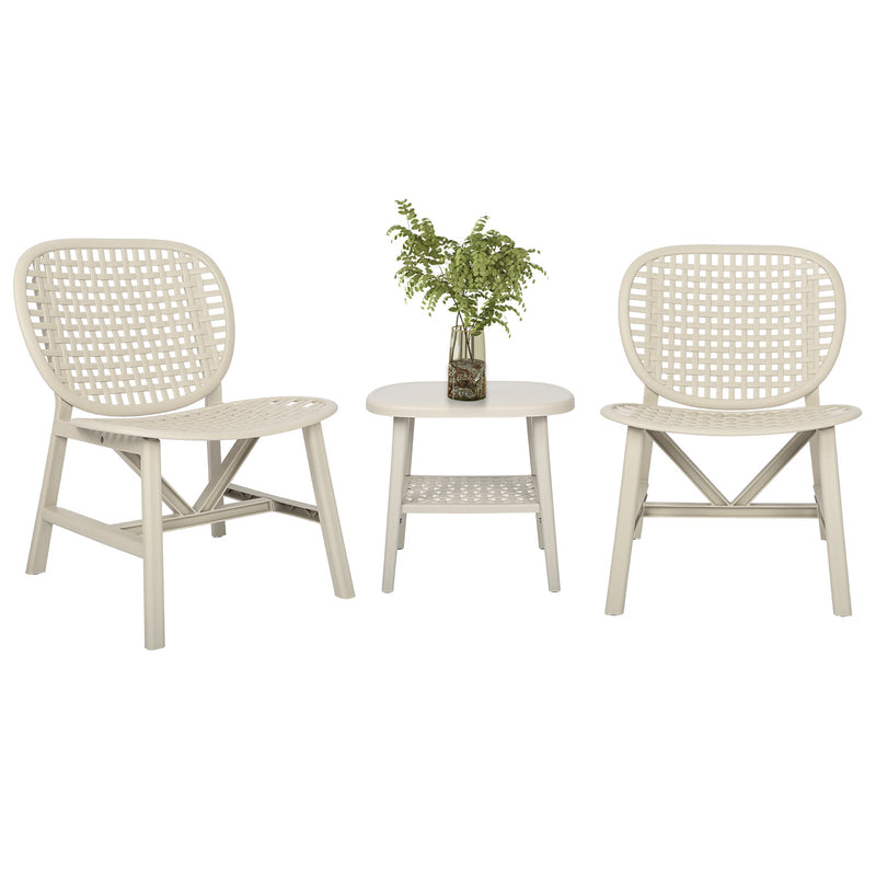 Walker Edison | All Weather 3 Piece Retro Patio Table Chair Set