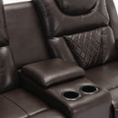 Home Theater Seating Manual Recliner Loveseat With Hide-Away Storage, Cup Holders And Led Light Strip For Living Room by HouseOfZazla
