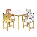 Kids Table and Chair Set, 5-Piece with Animal Designs