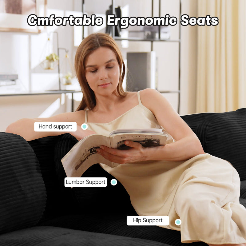 U-Shaped Modular Sofa with Breathable Corduroy Fabric, photo 6 of 10