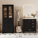 Bathroom Vanity & Tall Storage Cabinet Set With Doors, Adjustable Shelves, Soft Close Hinges, Sink by HouseOfZazla