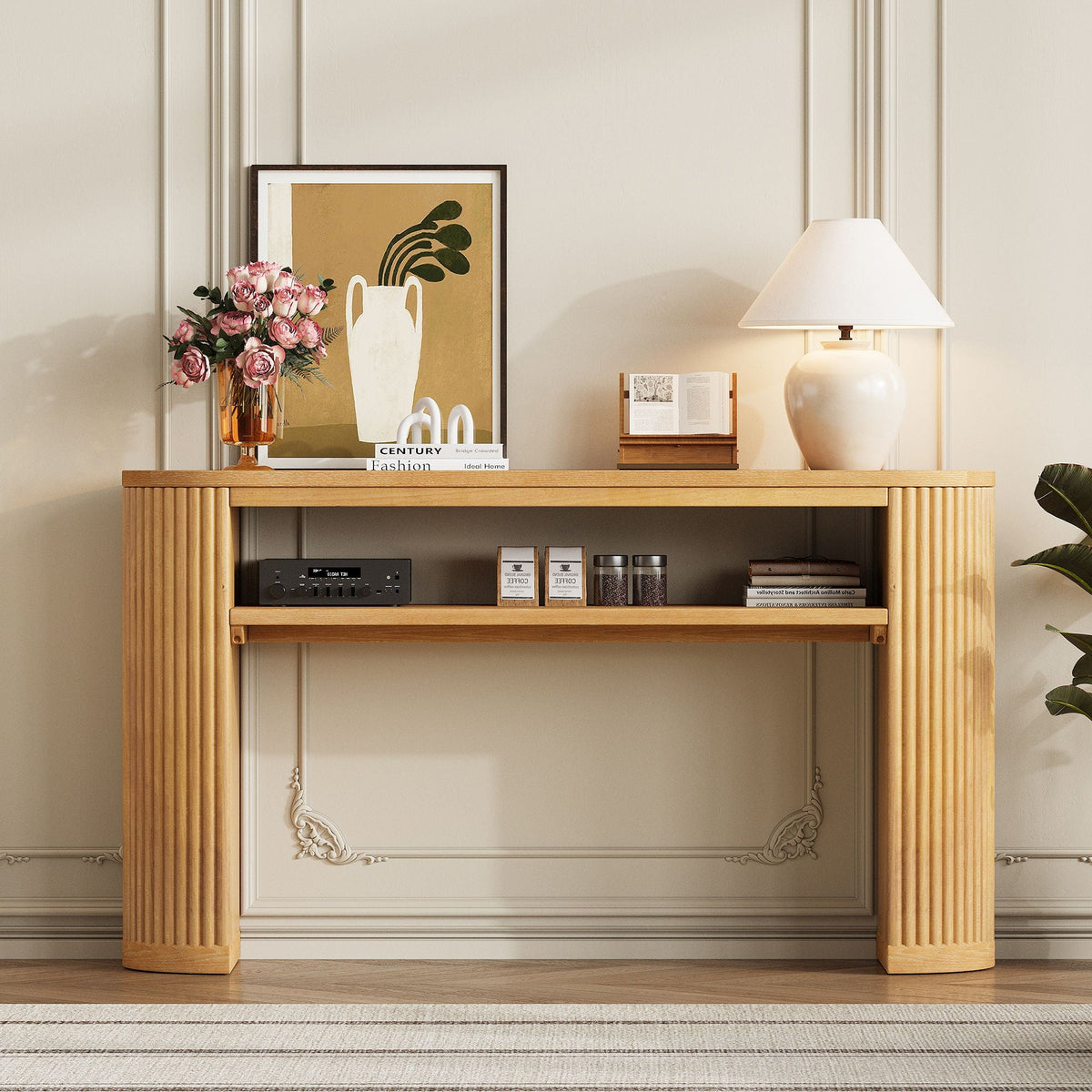 Console Table With Fluted Legs, Open Shelf, photo 15 of 19