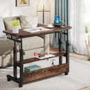 Portable Adjustable Desk With Power Outlets, USB Charging Ports, And Sliding Keyboard Tray - Brown / Black