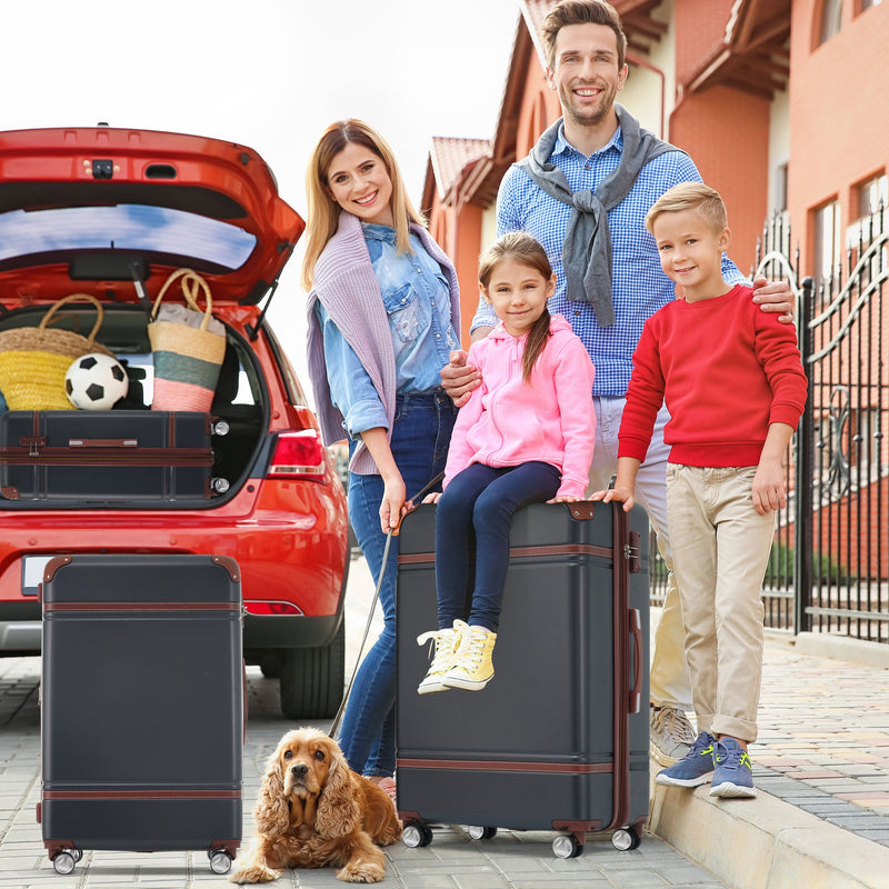 20 IN Luggage 1 Piece with TSA lock, Lightweight Suitcase Spinner Wheels,Carry on Vintage Luggage,Black