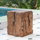 Amira Outdoor and Indoor Stump Shape MGO Side Table Brown Finish