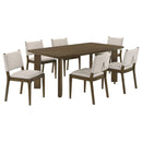 Crispin - 7 Piece Rectangular Dining Table Set With Upholstered Chairs - Brown by HouseOfZazla